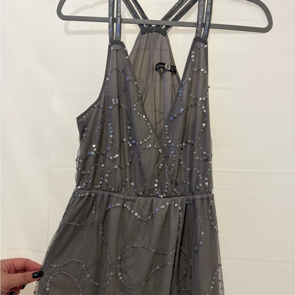 Boohoo Silver Sequence Formal Dress